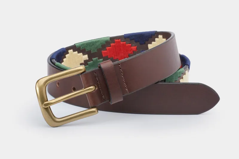 Ibex Of England Polo Belt Brown/Red/Green/Navy