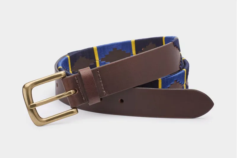 Ibex Of England Polo Belt Brown/Blue/Yellow/Navy