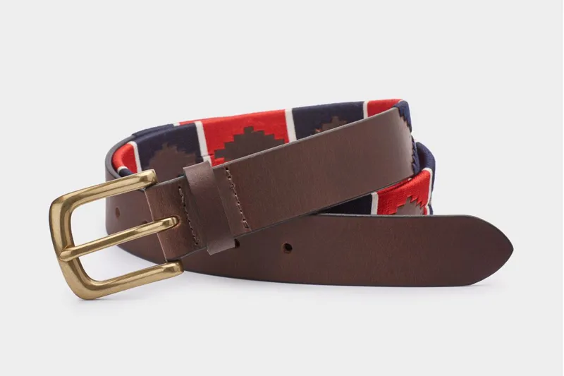 Ibex Of England Polo Belt Brown/Red/White/Navy