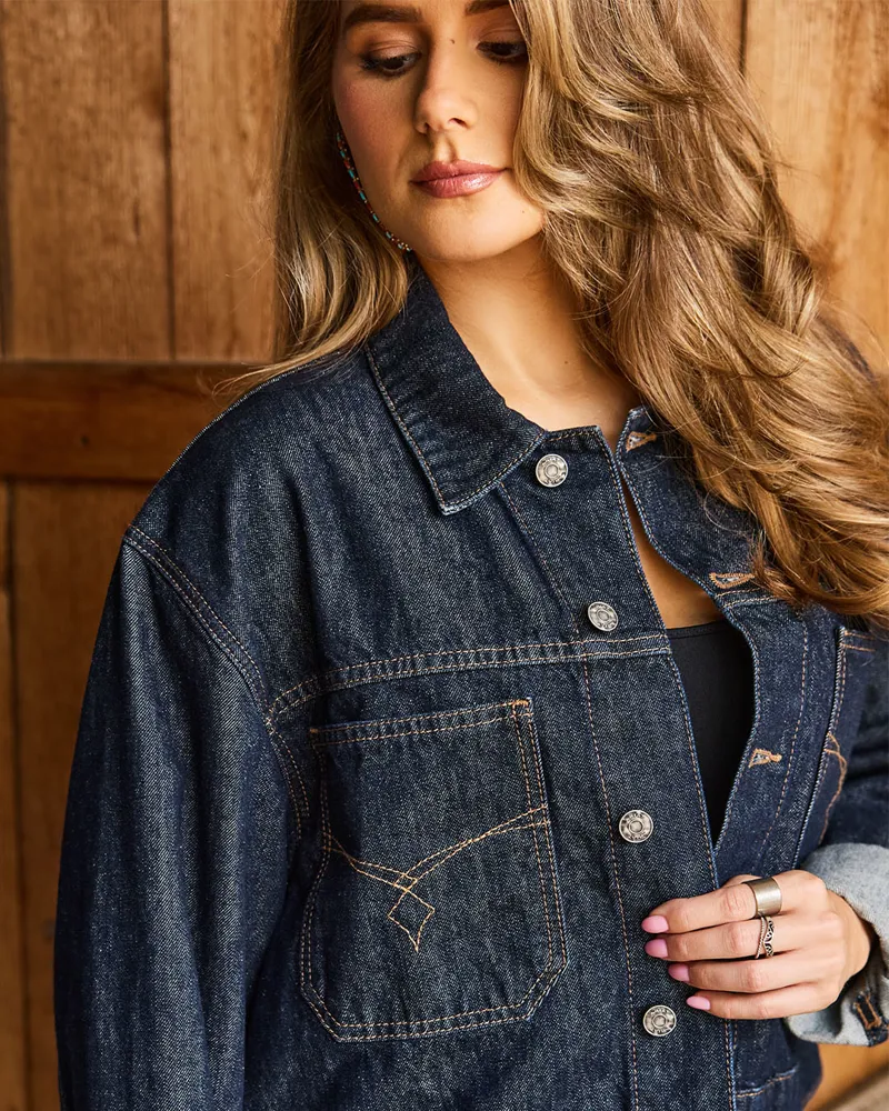 Ariat Western Utility Denim Jacket in Rinse Blue-5