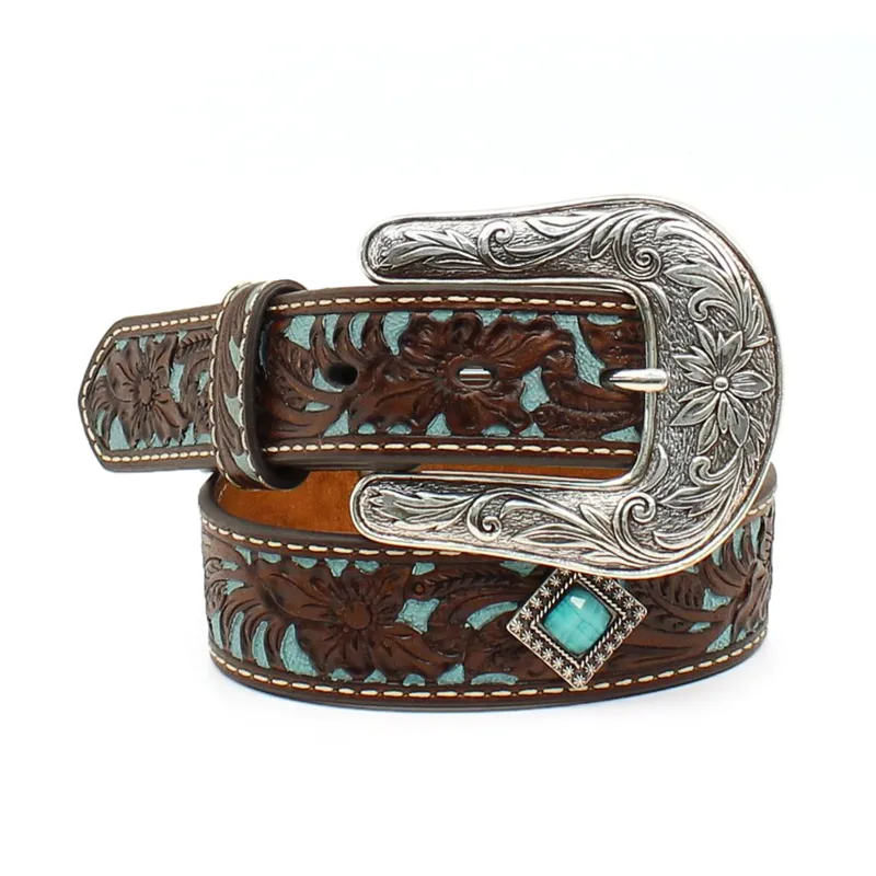 Ariat Kids Fancy Tooled Overlay Belt