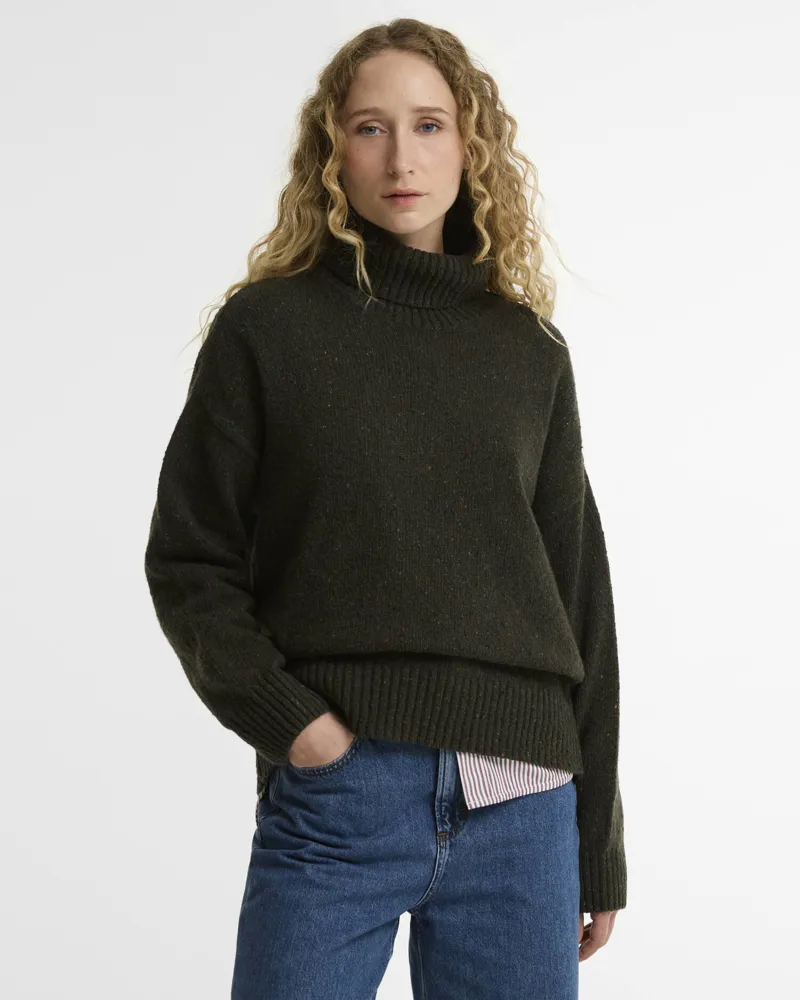 Barbour Stanford Fleck Rollneck Wool Jumper in Olive-5