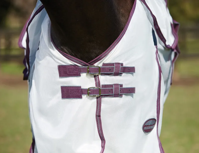 Weatherbeeta Comfitec Essential Fly Sheet Combo in White and Burgundy-1