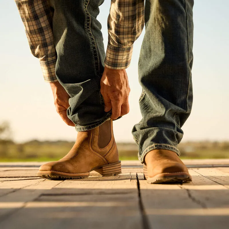 Ariat Mens Hybrid Low Boy Wide Square Toe Chelsea Boot in Old Earth
