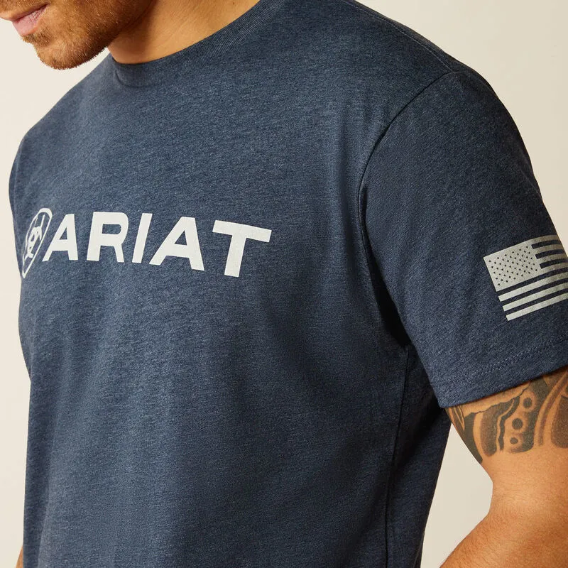 Ariat Mens Shield Flag T-Shirt in Navy Heather-2