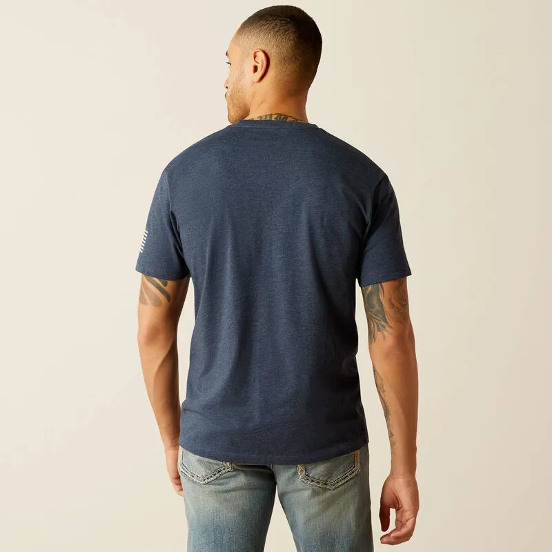 Ariat Mens Shield Flag T-Shirt in Navy Heather-1