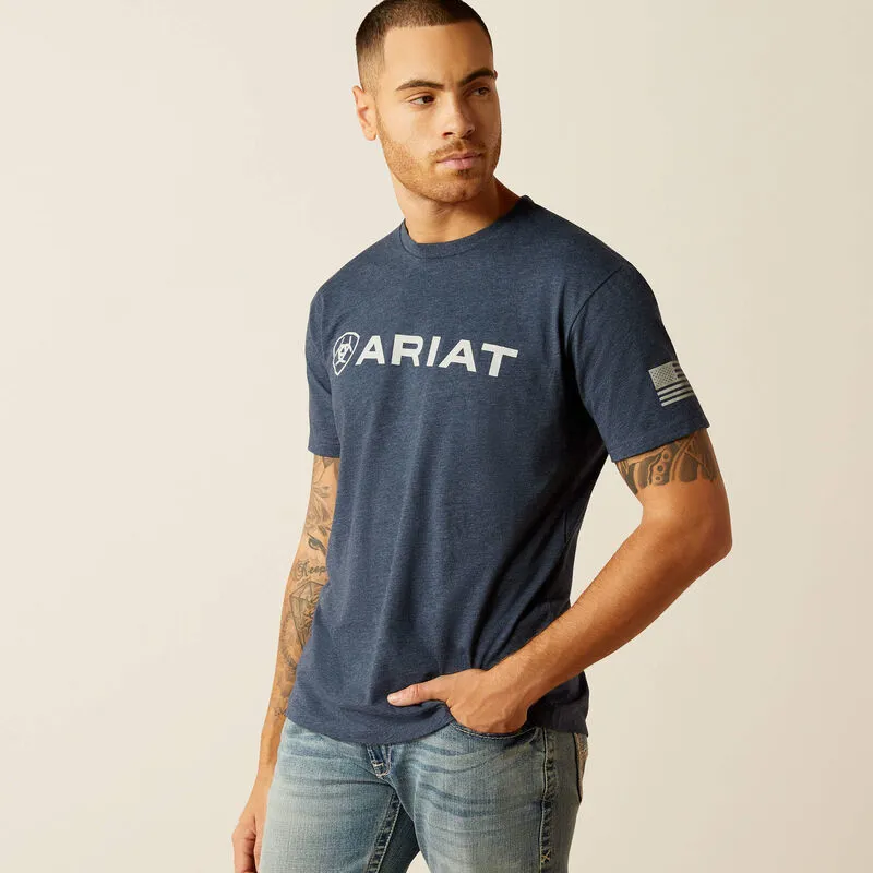 Ariat Mens Shield Flag T-Shirt in Navy Heather
