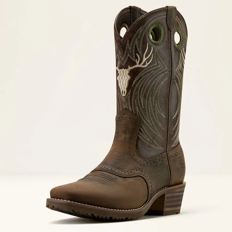 Ariat Mens Hybrid Roughstock Antler Wild Taupe/Espresso Western Style Boot-1