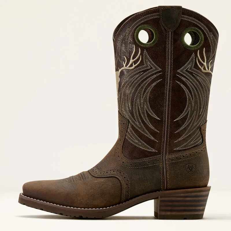 Ariat Mens Hybrid Roughstock Antler Wild Taupe/Espresso Western Style Boot-2