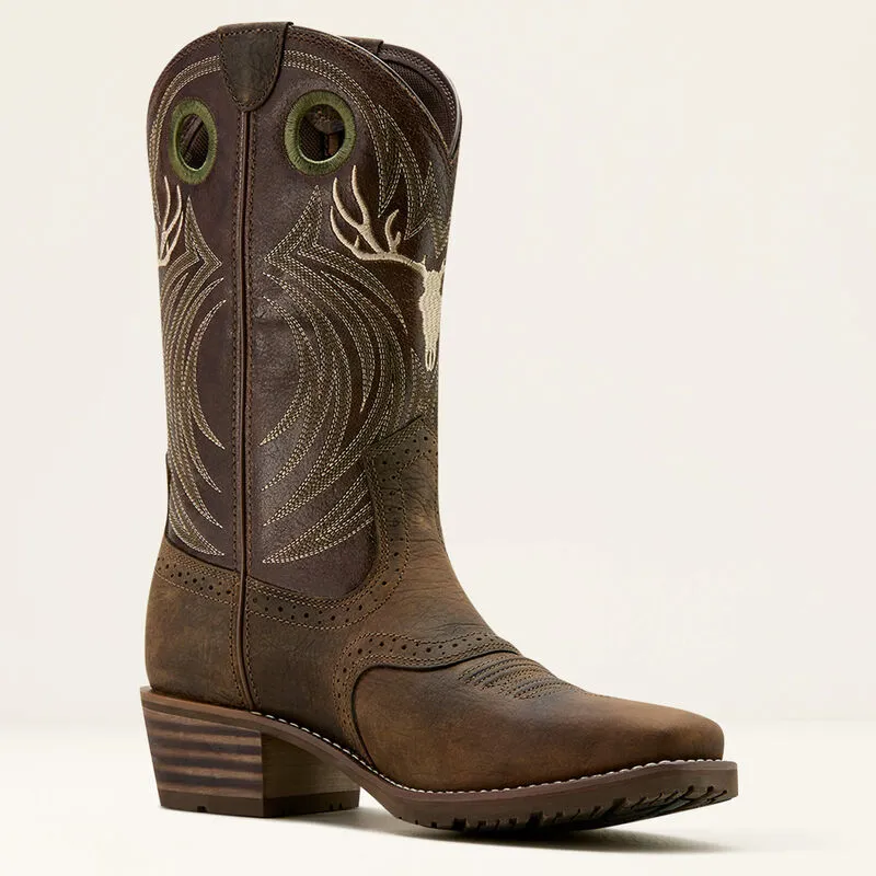Ariat Mens Hybrid Roughstock Antler Wild Taupe/Espresso Western Style Boot-6