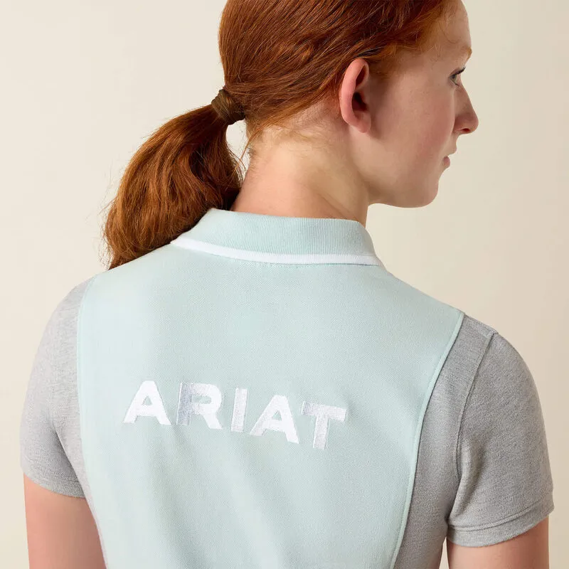 Ariat Junior Taryn Polo Shirt in Starlight Blue and Heather Grey-4
