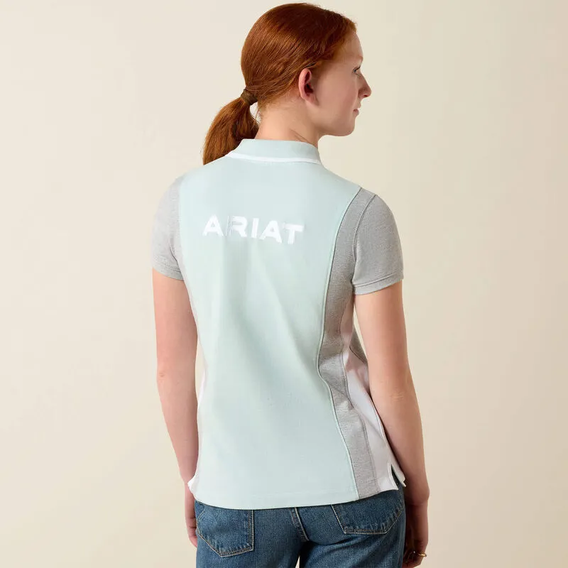 Ariat Junior Taryn Polo Shirt in Starlight Blue and Heather Grey-1