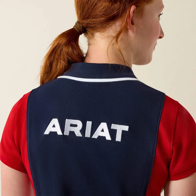 Ariat Junior Taryn Polo Shirt in NavyT and Red-2