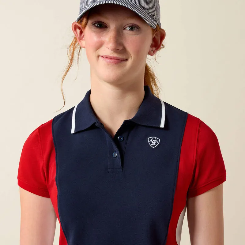 Ariat Junior Taryn Polo Shirt in NavyT and Red-3
