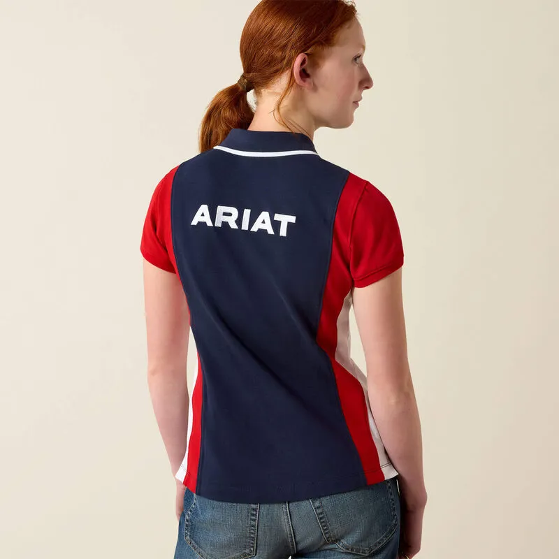 Ariat Junior Taryn Polo Shirt in NavyT and Red-1