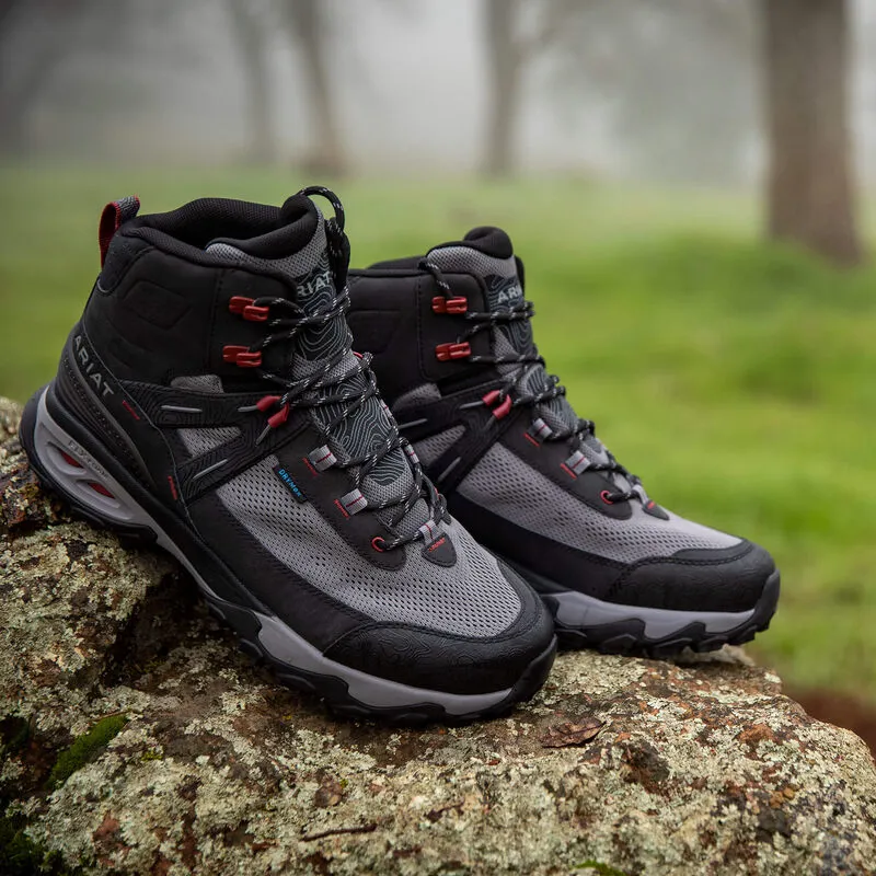Ariat Mens Traverse Mid Waterproof Hiking Boot in Black and Grey-4