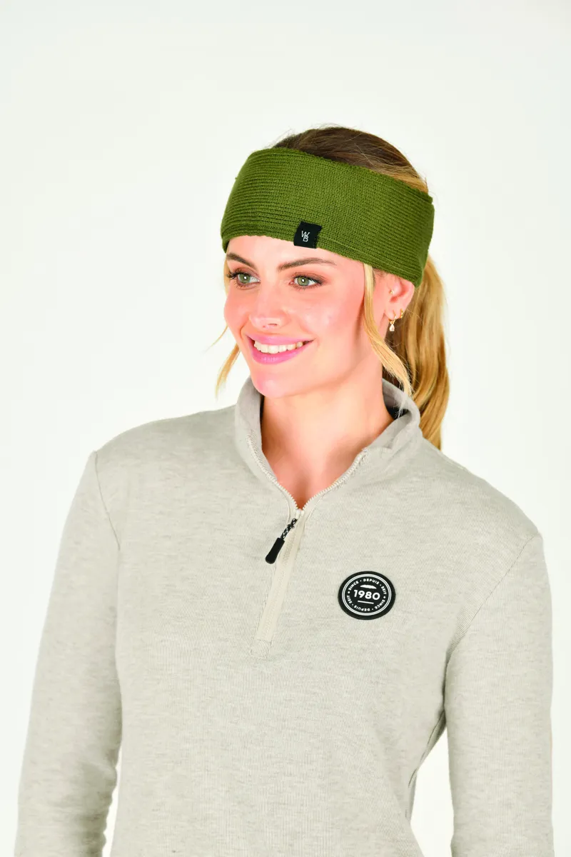 Weatherbeeta Fleece Lined Ponytail Headband Olive Night-1
