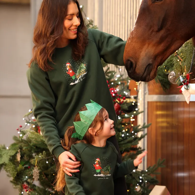 Winnie and Me Festive Child's Sweatshirt Green-2