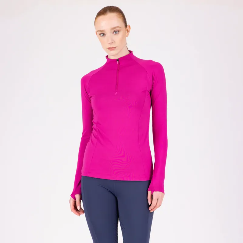 Aubrion React Long Sleeve Base Layer in Fuchsia 