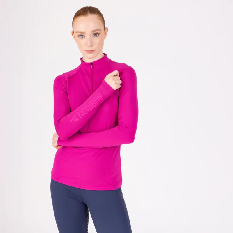 Aubrion React Long Sleeve Base Layer in Fuchsia -1