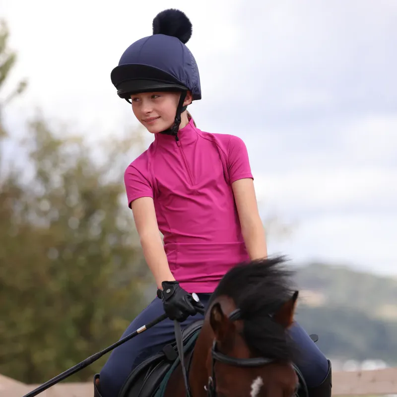  Aubrion React Young Rider Short Sleeve Base Layer in Fuchsia