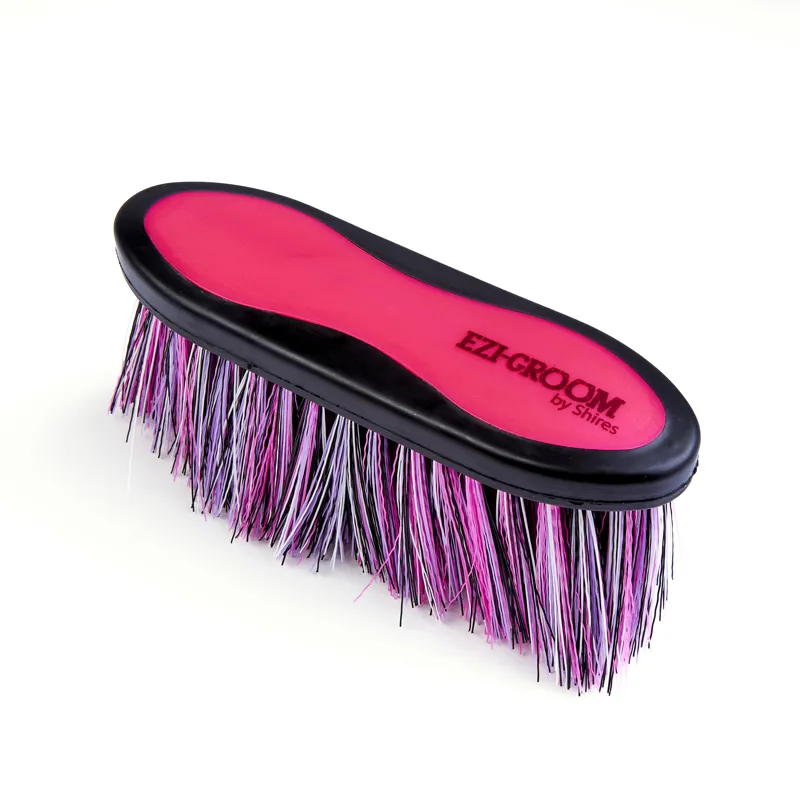 Ezi-Groom Grip Large Long Bristle Dandy Brush Bright Pink
