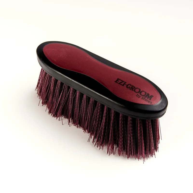Ezi-Groom Grip Long Bristle Large Dandy Brush Burgundy