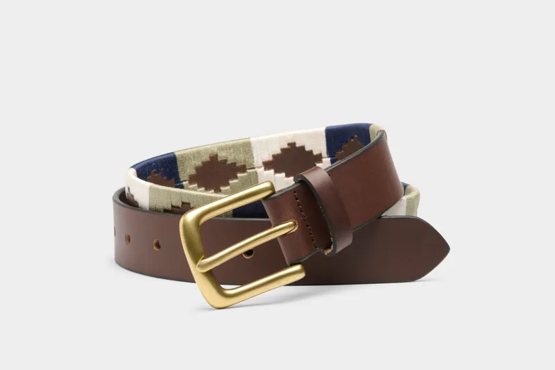 Ibex Of England Polo Belt Taupe/Beige/Navy