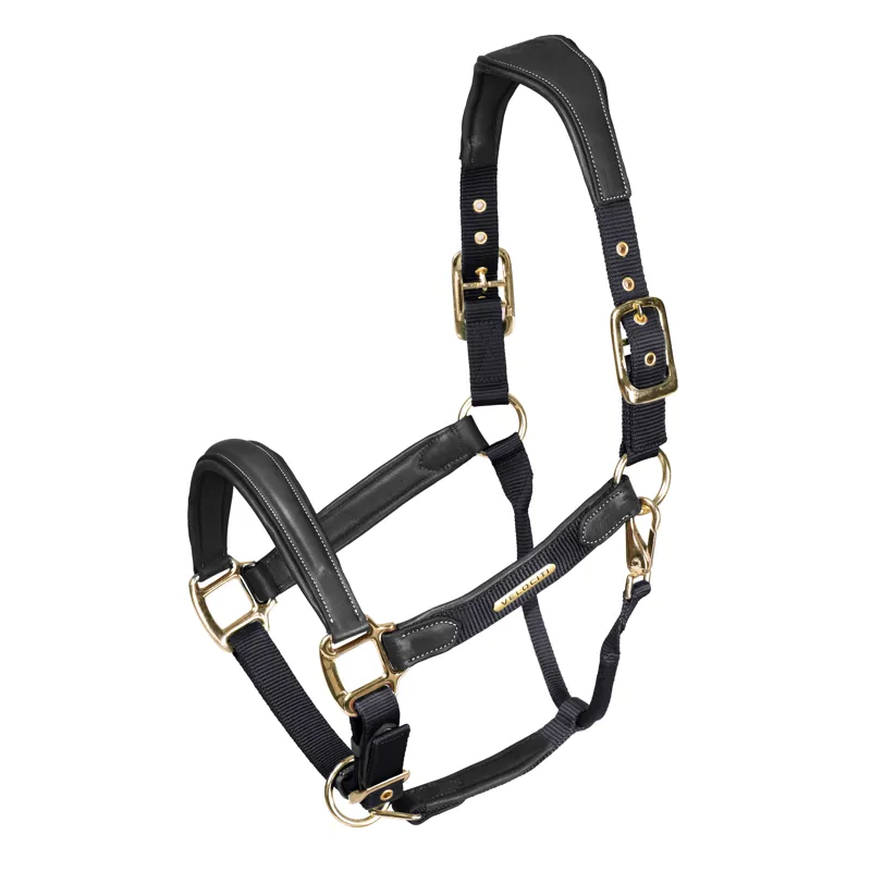 Velociti Lusso Padded Leather Headcollar Black