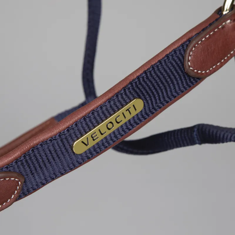 Velociti Lusso Padded Leather Headcollar Navy-1