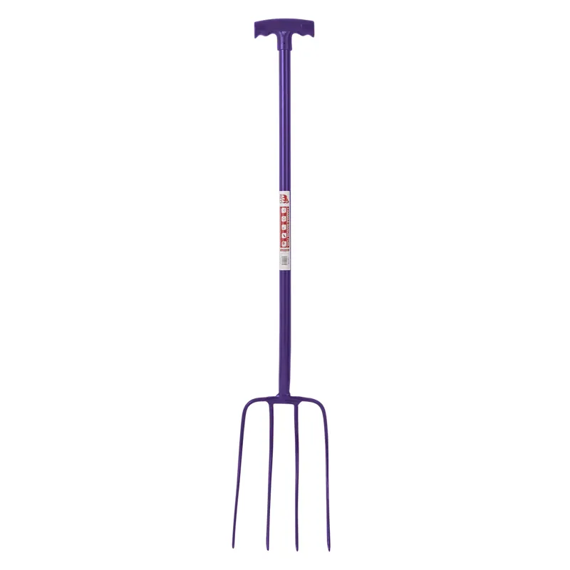 Red Gorilla 4 Prong Manure Fork with T Handle Purple