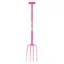 Red Gorilla 4 Prong Manure Fork with T Handle Pink