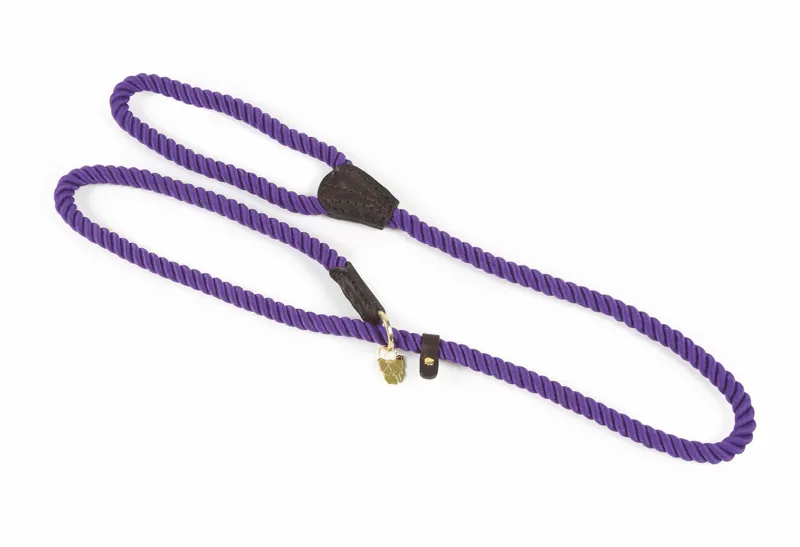 Digby and Fox Rope Slip Dog Lead Purple