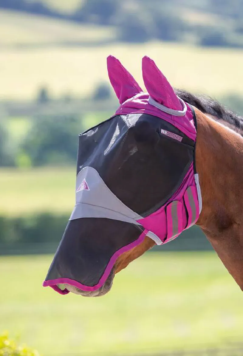 Shires Deluxe Fly Mask With Ears And Nose Protection in Burgundy