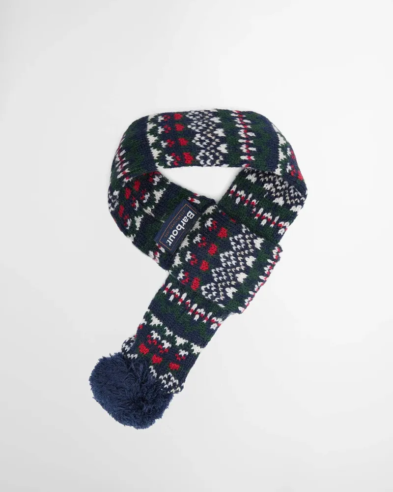 Barbour Marlow Fair Isle Dog Scarf Navy-1