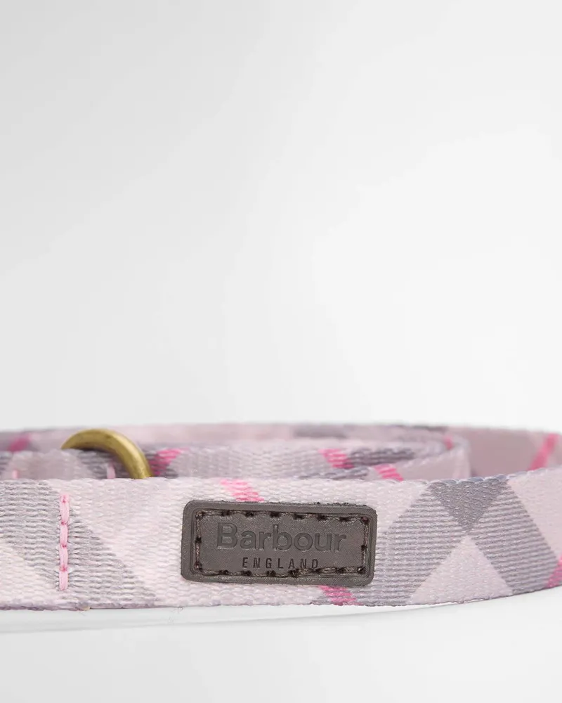  Barbour Tartan Printed Dog Lead in Pink-1
