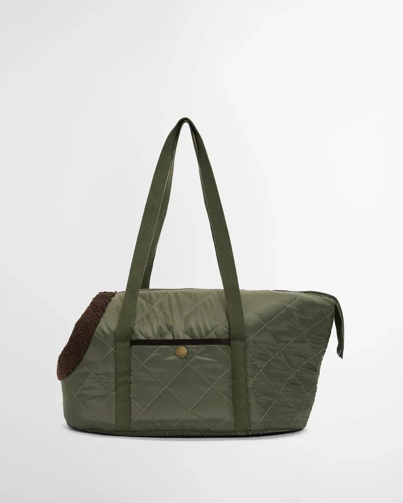 Barbour Small Quilted Dog Carrier in Olive-1