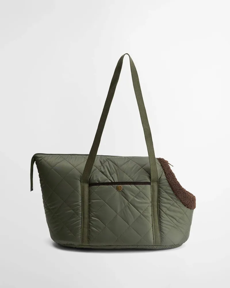 Barbour Medium Quilted Dog Carrier in Olive-1