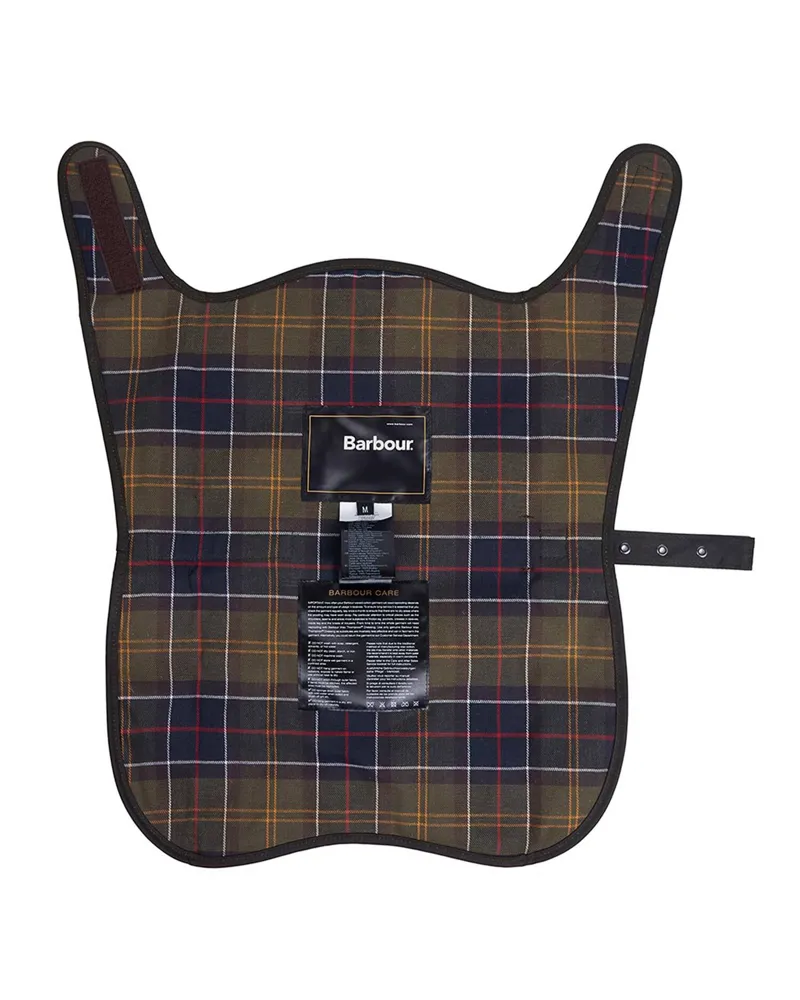 Barbour Waxed Dog Coat With Tartan Lining Olive-2