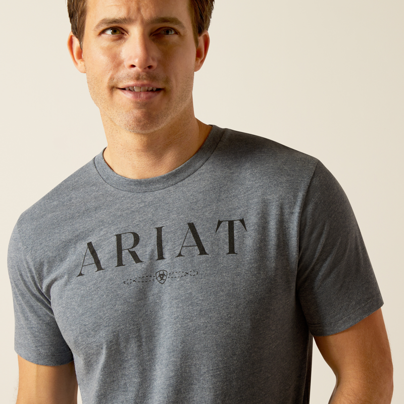 Ariat Mens Black and White Logo T-shirt Athletic Heather-2