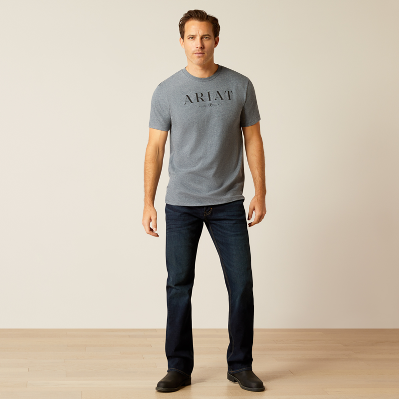 Ariat Mens Black and White Logo T-shirt Athletic Heather-3