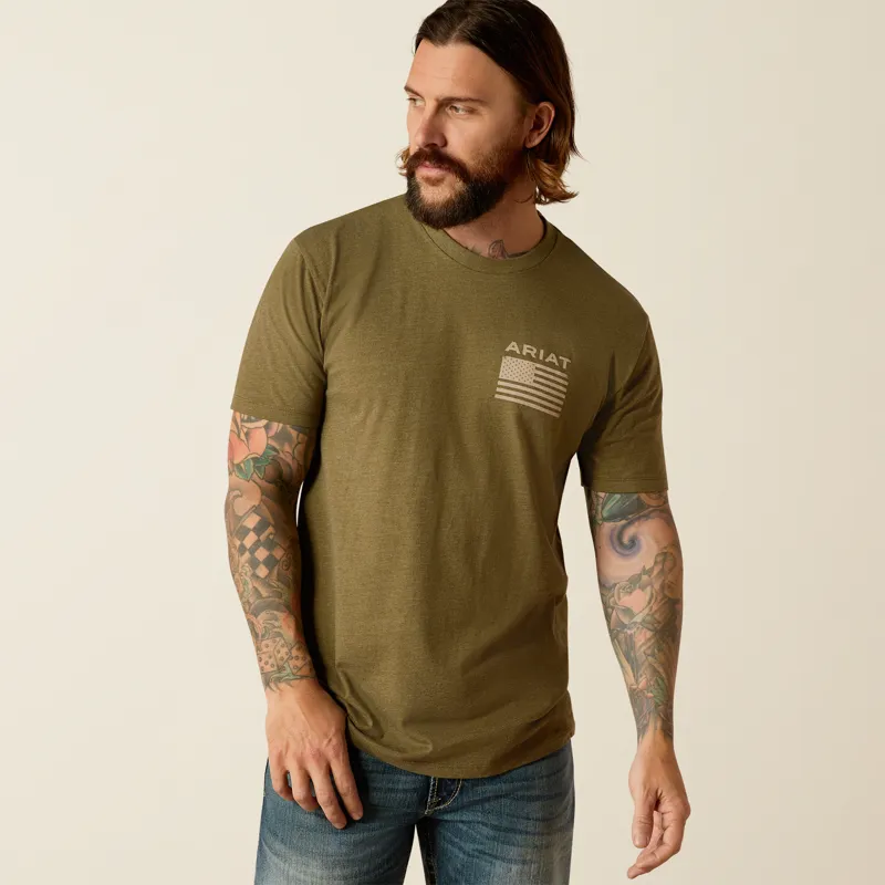 Ariat Mens Freedom Short Sleeve T-Shirt in Military Heather-3