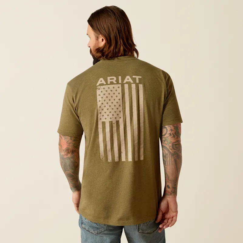 Ariat Mens Freedom Short Sleeve T-Shirt in Military Heather-1