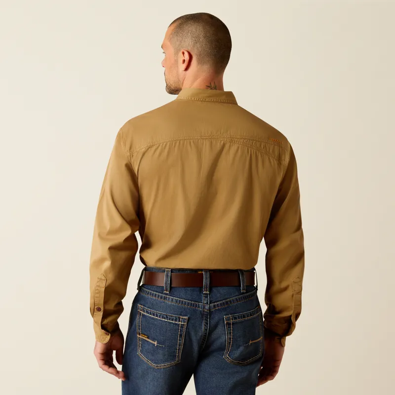 Ariat Mens Rebar Washed Twill Work Shirt in Rebar Khaki-2