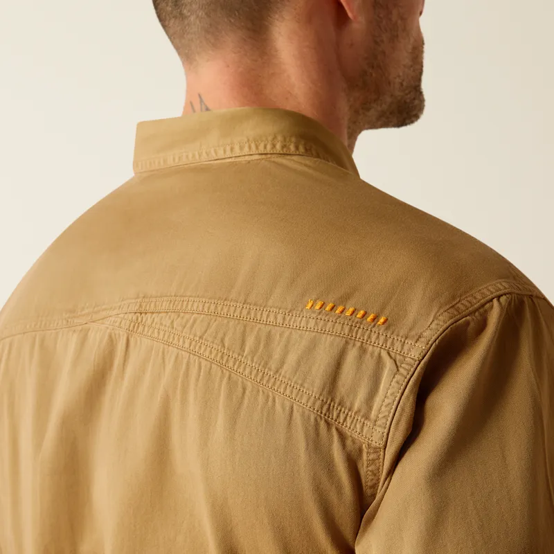 Ariat Mens Rebar Washed Twill Work Shirt in Rebar Khaki-4