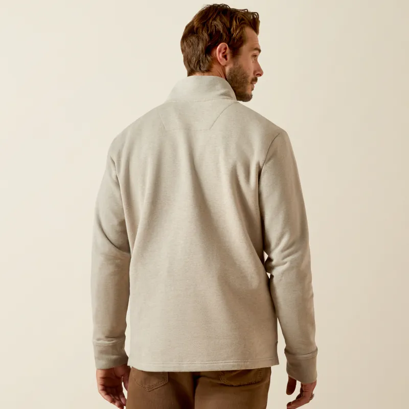 Ariat Mens Wilford 1/2 Zip Sweatshirt in Flint Grey Heather-2