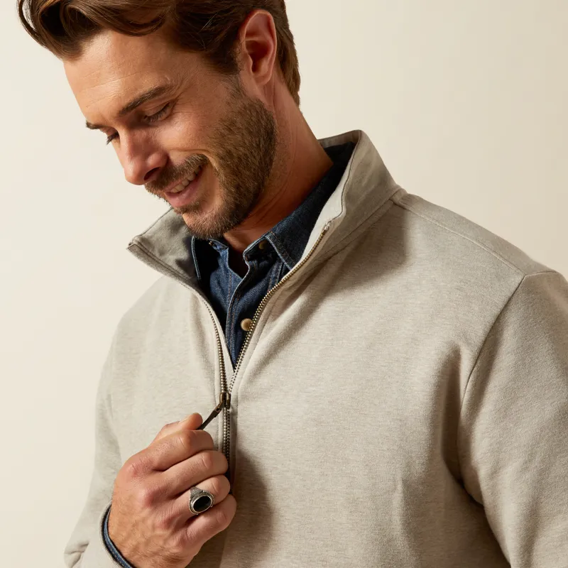 Ariat Mens Wilford 1/2 Zip Sweatshirt in Flint Grey Heather-3