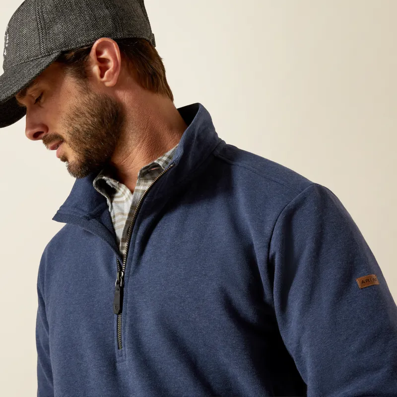 Ariat Mens Wilford 1/2 Zip Sweatshirt in Navy Heather-3