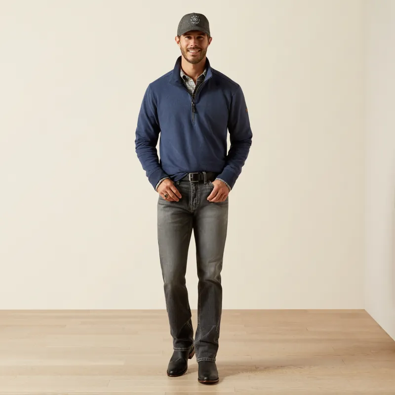 Ariat Mens Wilford 1/2 Zip Sweatshirt in Navy Heather-1