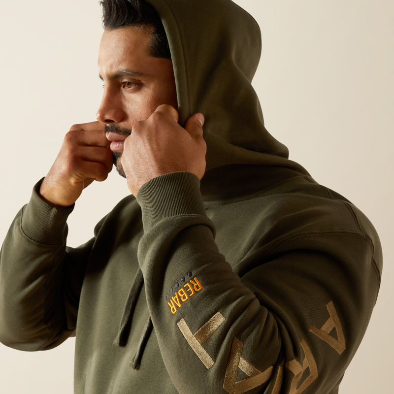 Ariat Mens Rebar Graphic Hoodie Grape Leaf/Dried Herb-2